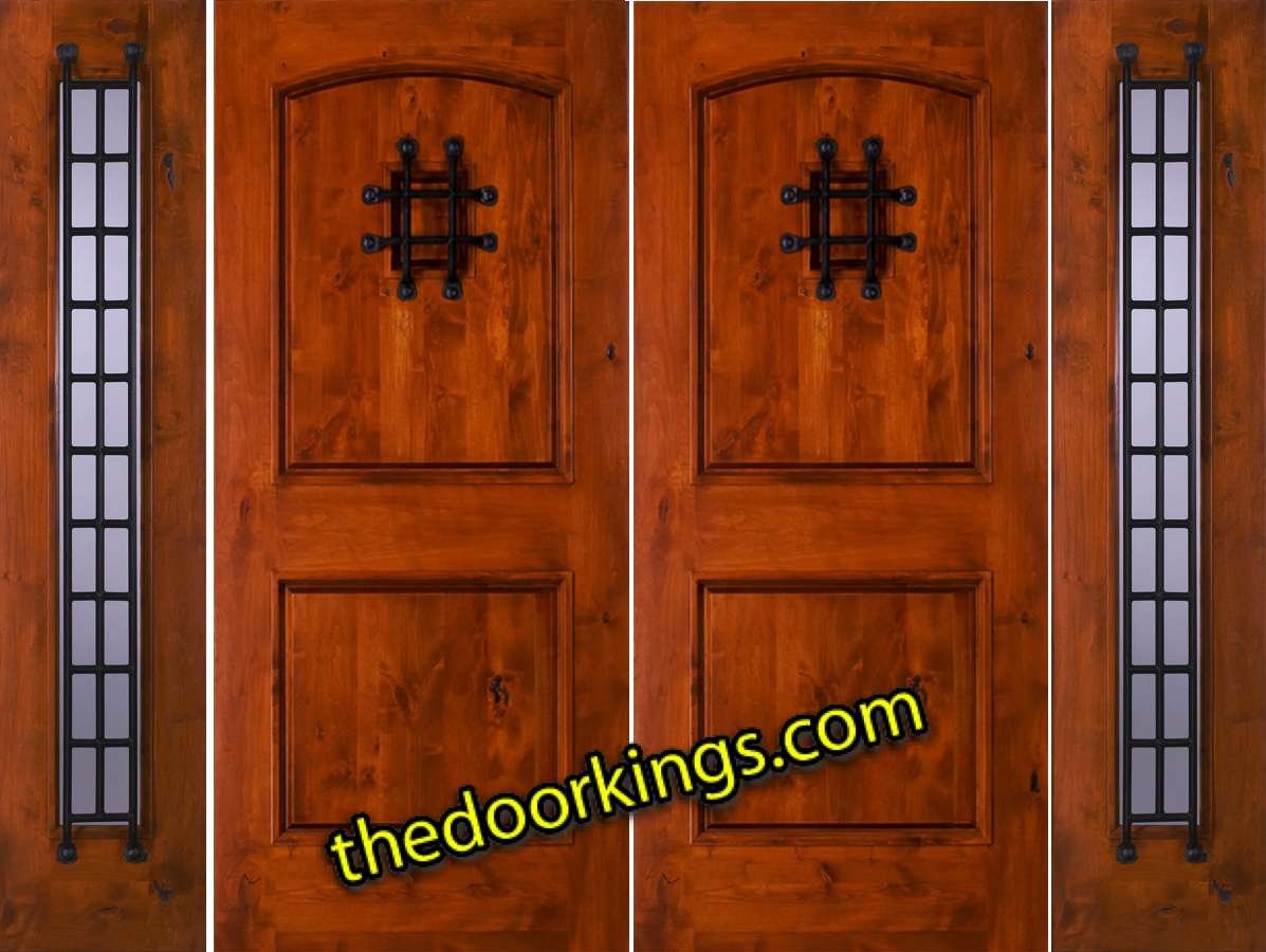 sw76 knotty alder double door with builder zinc sidelites